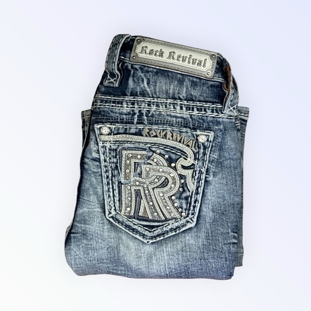 ROCK REVIVAL PEARLIE JEANS WOMENS 25 MIS RISE BOOT